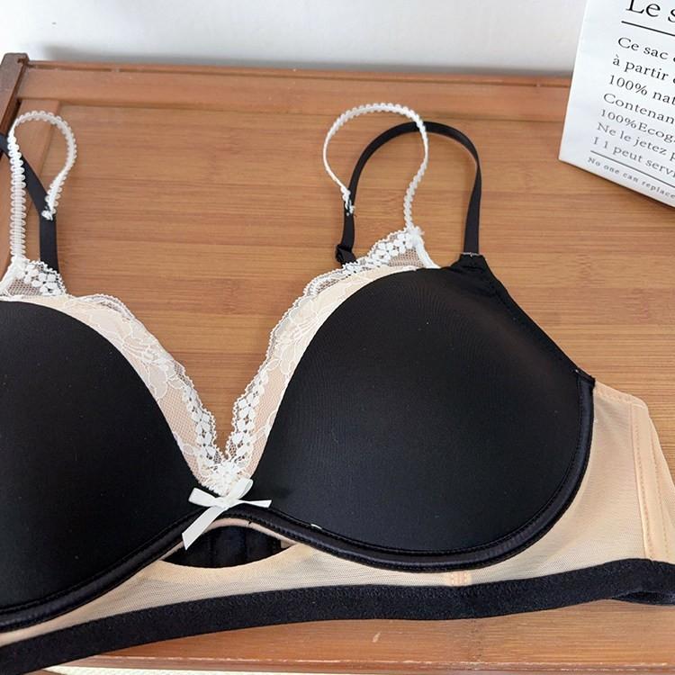 Girl Summer Sexy Sweet Lace Breathable Small Chest Gather Show Big Prevent Droop Pull Up To Support Underwear