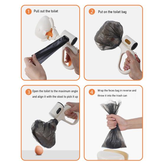 Dog Pooper Scooper Pet Poop Remover with Waste Bag Dispenser Portable Dog Waste Cleanup Tool for Outdoor Walking Camping