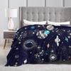 Warm Soft Blankets Children Travel Space Planets Rockets  Bedding Throws  Flannel Bedspread For Bedroom Street Trend Sofa Bed