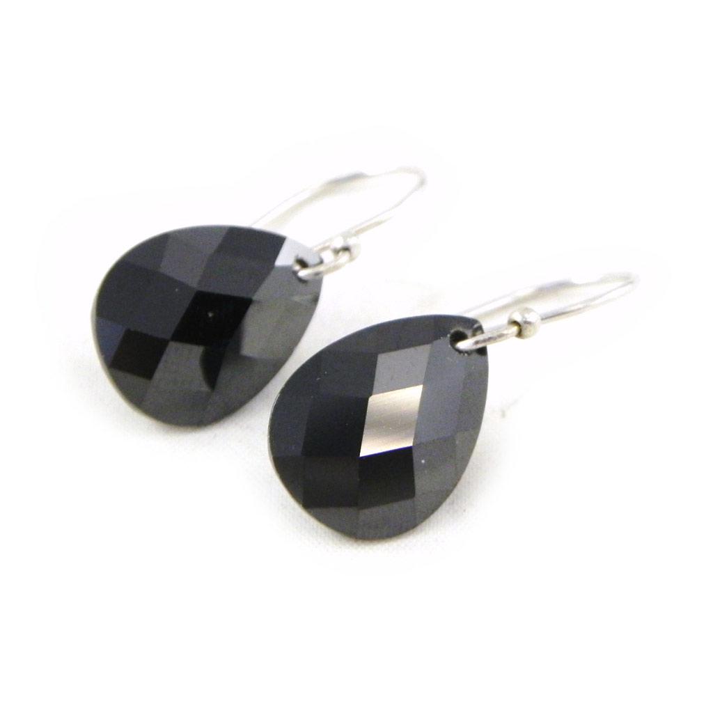 Les Trésors De Lily [C6920] - Silver Earrings 'Linda' Silver Black (rhodium-plated) - 15x12 Mm