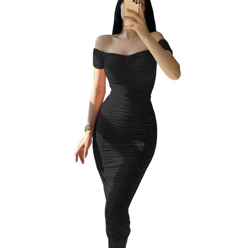 Sexy, elegantes Midikleid mit One-Shoulder-Rüstung für Damen