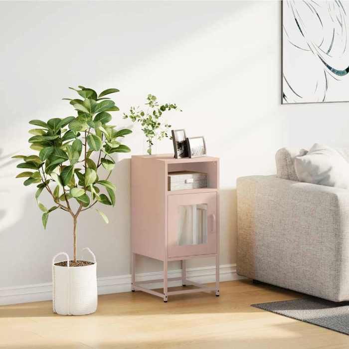VidaXL Pink Bedside Table 36x39x78 Cm Cold-Rolled Steel, Side Table, Bedside Cabinet, Side Table for Bedroom, 853411