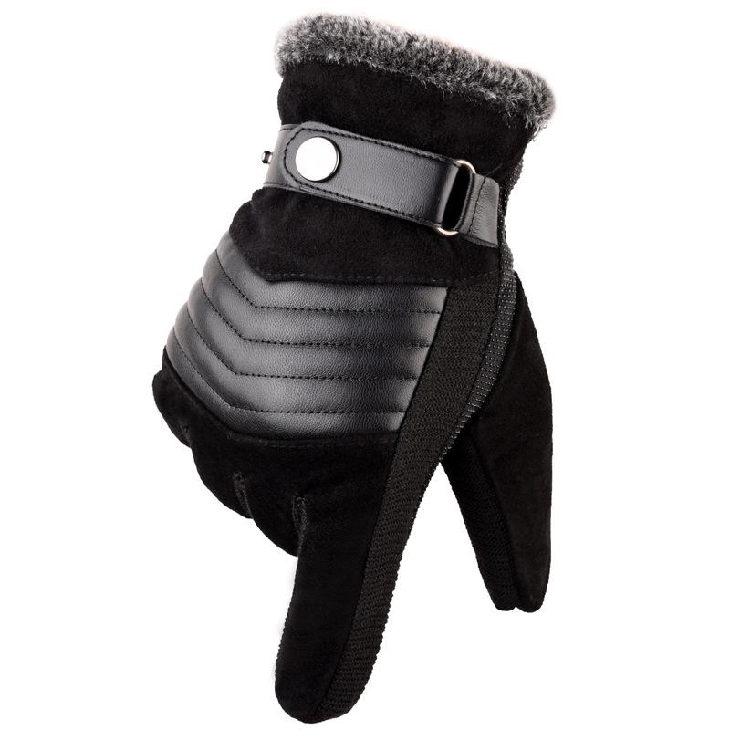 7 Types Pigskin Mens Winter Warm Gloves Leather Thicken Cotton Windproof Driving Mittens
