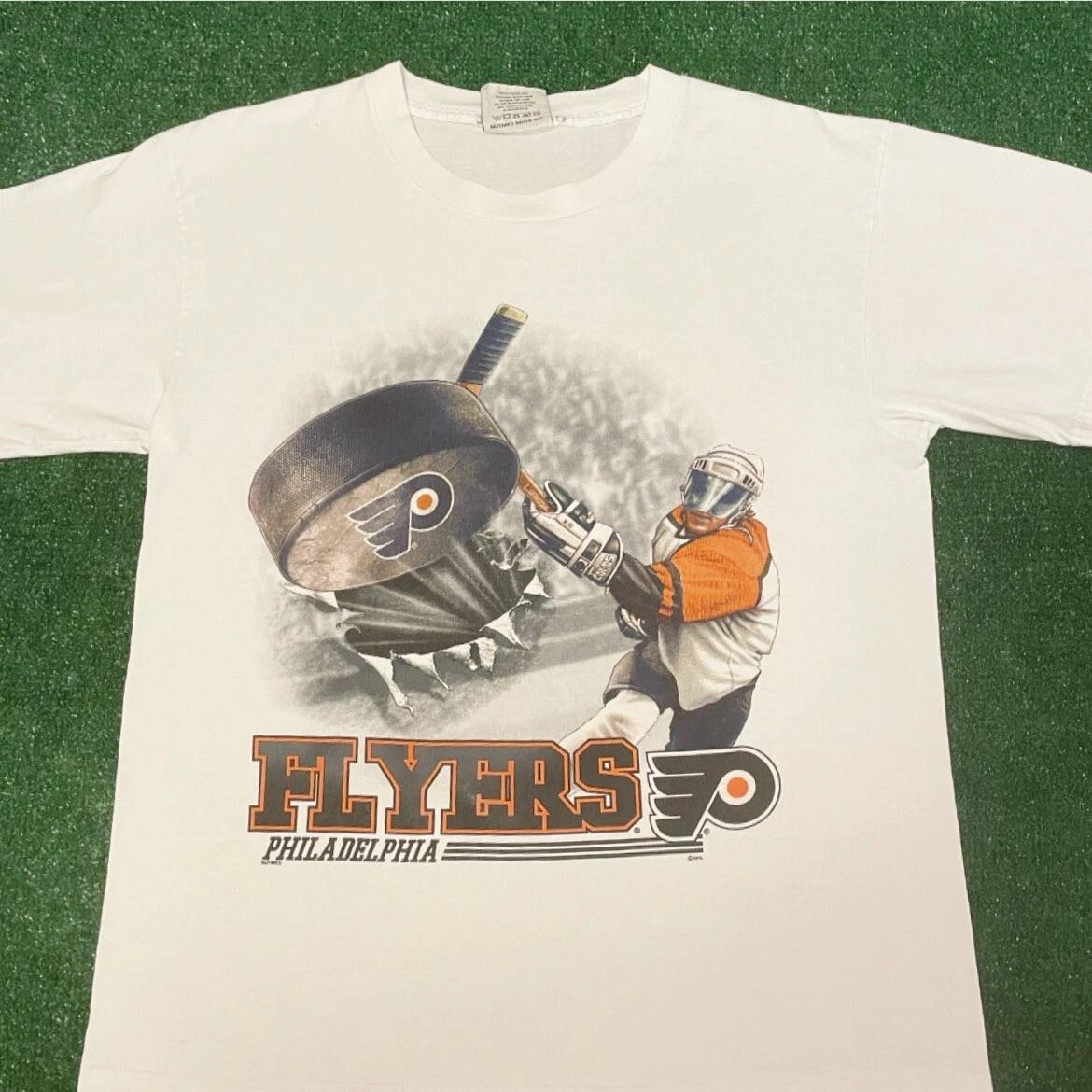 Vintage 90s Philadelphia Flyers NHL Hockey Big Graphic VTG Shirt Mens Size L 4XL
