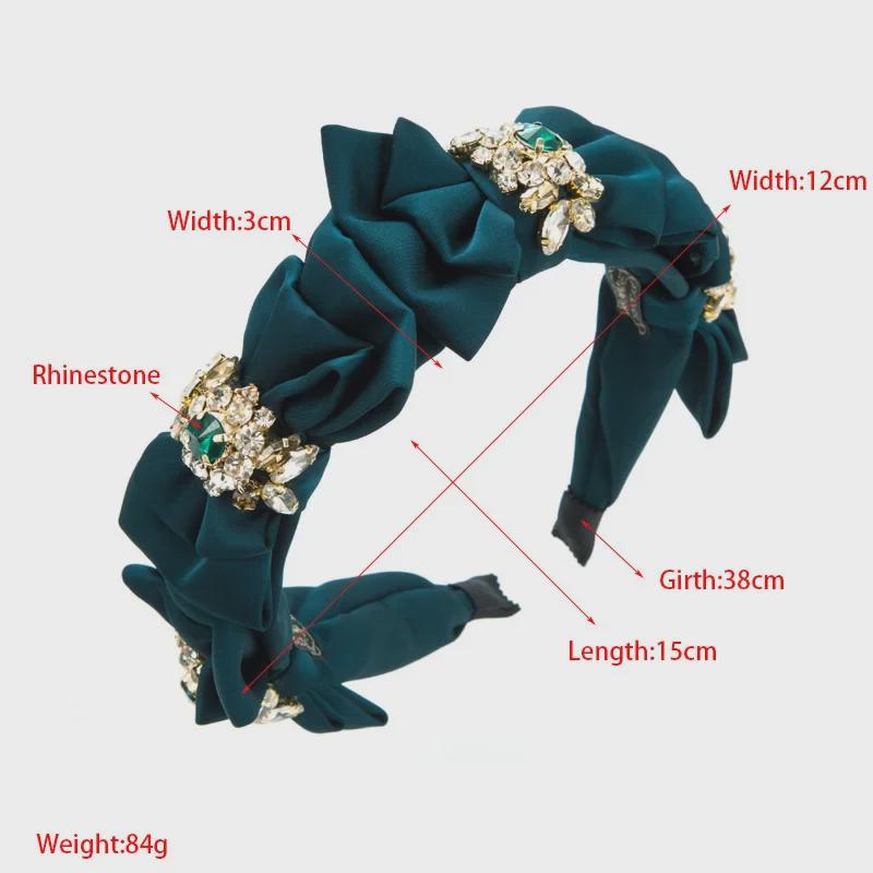 Heming Satin Stirnband: Europäische & Amerikanische Mehrschichtige Schleife mit Eingesetzten Diamanten, Eleganz im Koreanischen Stil