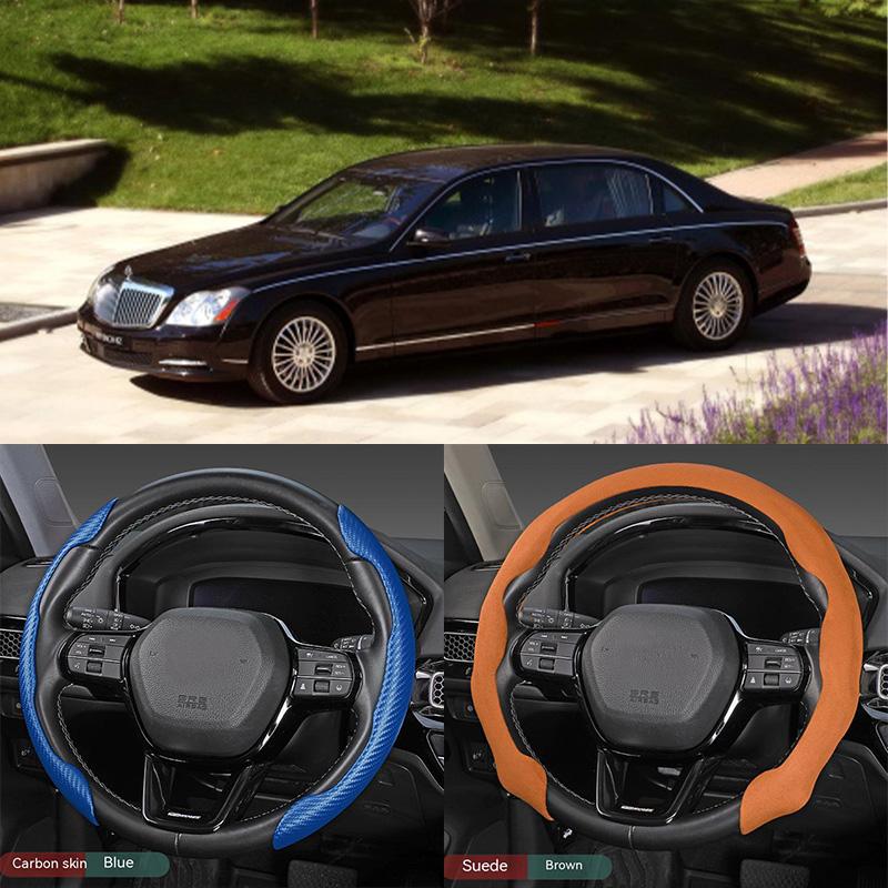 

Универсальный автомобильный чехол на руль для Maybach из углеродного волокна, нескользящий, украшение интерьера автомобиля Suede Black A