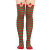 Women Christmas Over Knee Long Socks Cartoon 3D Elk Bowknot Striped Print Thigh High Stockings Holiday Party Hosiery