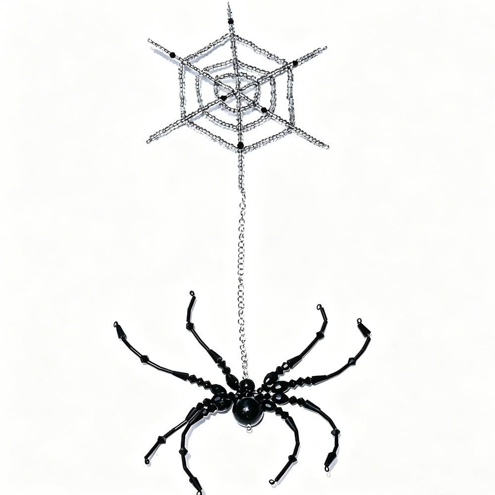 Crystal-Like Faceted Beads Spider Hanging Ornament Halloween Spider Decoration Window Display