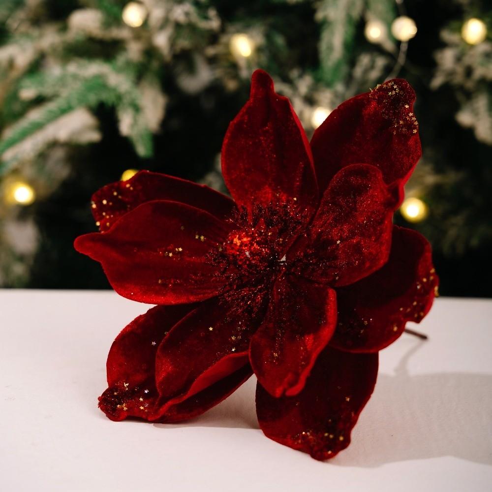 Neue 26CM Künstliche Weihnachtssternblume Glitzer Pailletten Simulationsblumen Funkelnde Pailletten Blume Weihnachtsdekoration