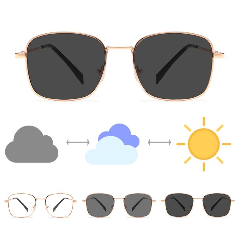 Square Metal Photochromic Anti Radiation Eyeglass For Woman Men Photochromic Sunglasses Anti Blue Light Eye Protection Glasses