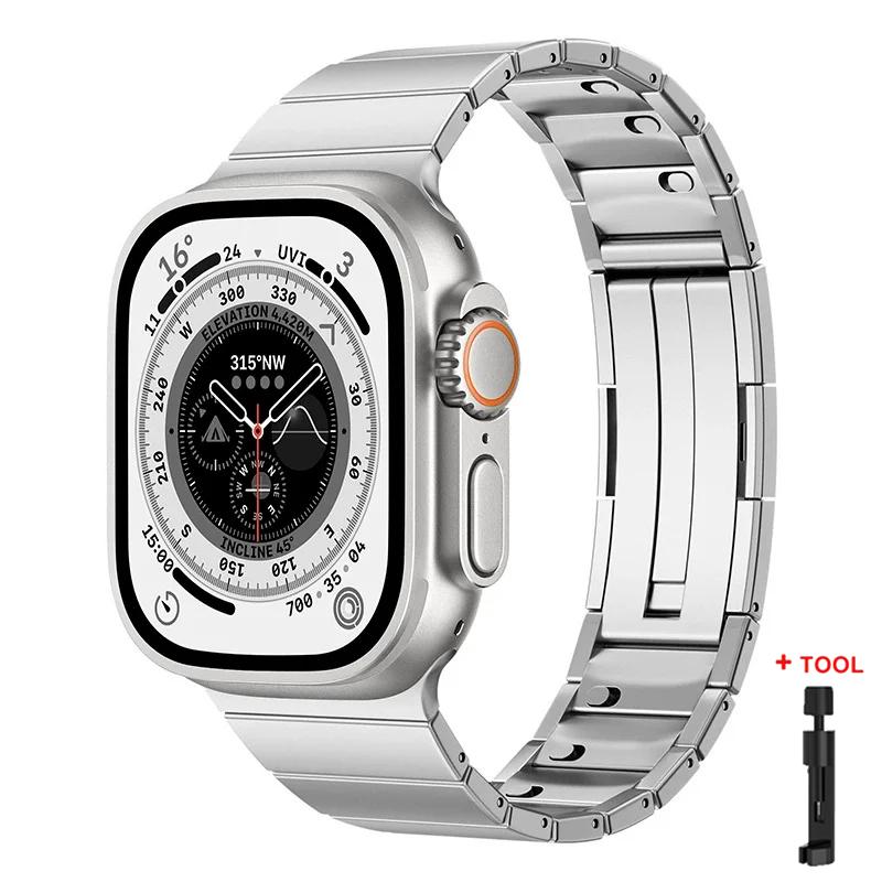 Stainless Steel Band For Apple Watch Ultra 2 49mm 10 46mm 9 8 7 SE 6 Man Strap for iWatch 45mm 41 42 44mm Metal Bracelet Correas