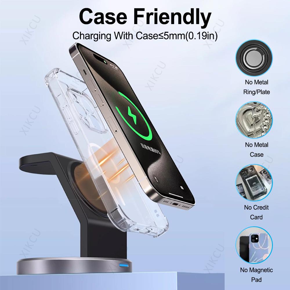 Desktop Travel 3 in 1 Magnetic Wireless Charger Fast Charging Station For Magsafe iPhone 16-12 Pro Max iWatch 10 SE AirPods Pro