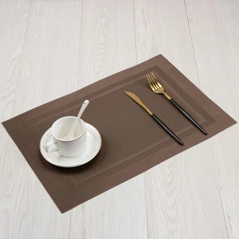 6/4pcs Rectangle Placemat Restaurant Washable PVC Durable Dining Table Weave Mats Frame Teslin Disc Bowl Coaster Non-slip Pad