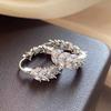 Huitan Sweet Hoop Earrings with Leaf Shaped Cubic Zirconia Graceful Exquisite Wedding Jewelry Chic Daily Female Ear Accessories