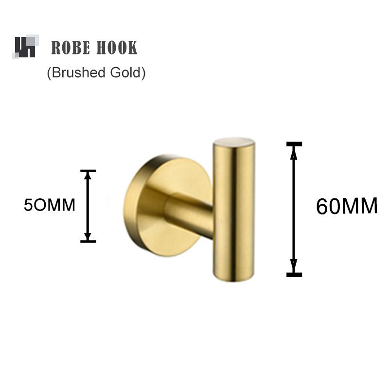 

Brushed Gold Wall Mounted Hand Towel Bar 304 Stainless Steel Round Toilet Paper Holder Robe Towel Hooks Bathroom Accessories Kit