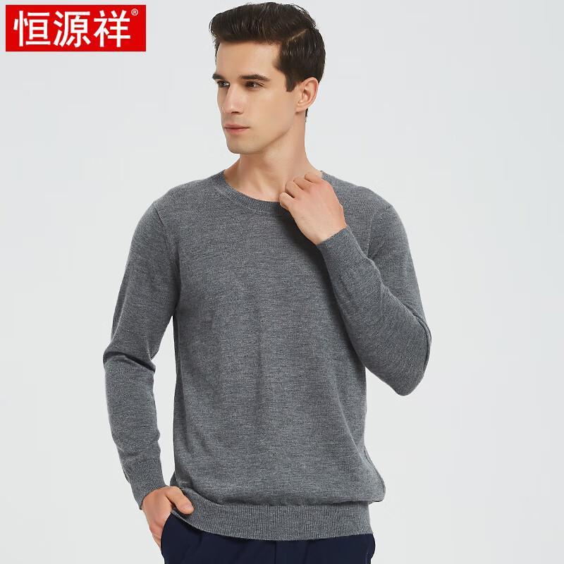 

Hengyuanxiang Men s Fine Cashmere Round Neck Sweater L (170)