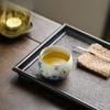 150ml Outline In Gold Blue Peony Teacup Handmade Tea Bowl Set Of Cups Tea-tasting Personal Cup Chazhan Master Cups Teaware Craft