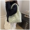 Wrinkle Design Nylon Bucket Bag Open Top Shoulder Crossbody Purse for Women