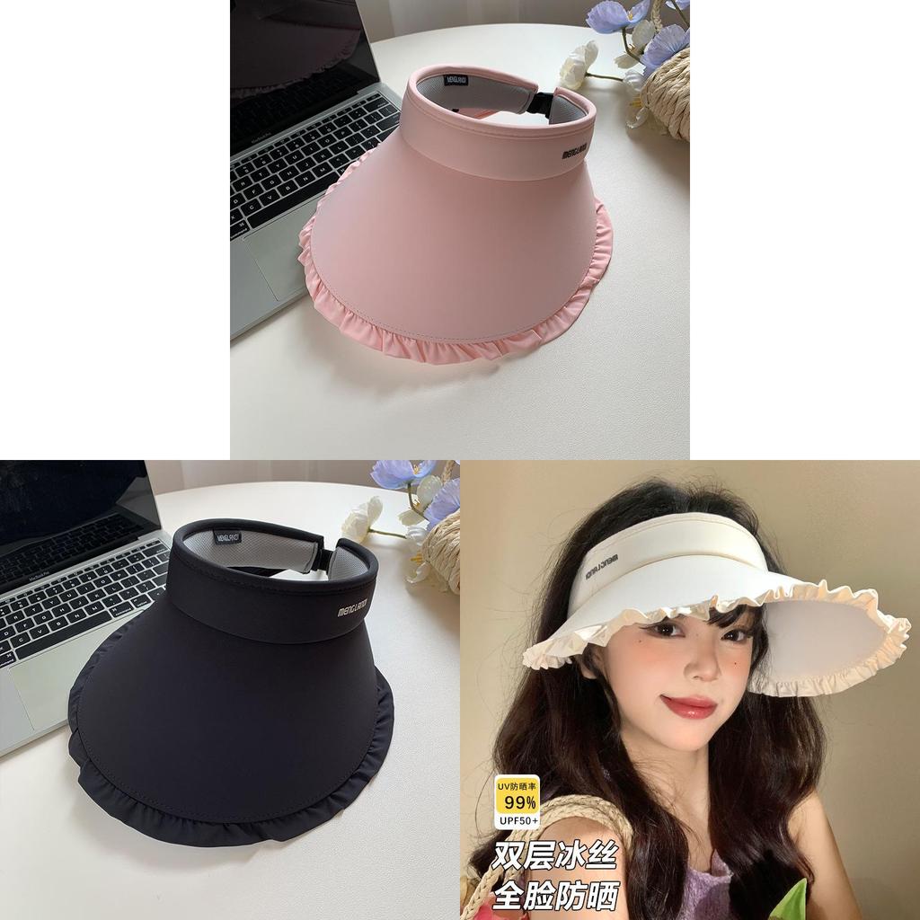 Summer Ice Silk Sun Hat For Women With Wide Brim Uv Protection And Foldable Design In Elegant Beige