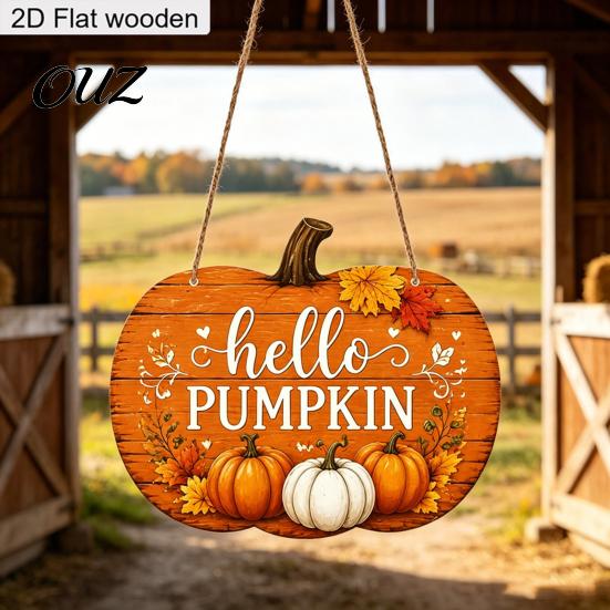 Wall Mounted Wooden Art Fall Thanksgiving Sign Door Hanger, 2D Sunflower Pumpkin Gnome Countryside Style Decor Plaque, Rustic Farmhouse Autumn Hanging