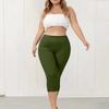 Pantaloni Capri elasticizzati taglie forti da donna con elastico in vita e tasche, pantaloni cropped comodi per l'uso quotidiano