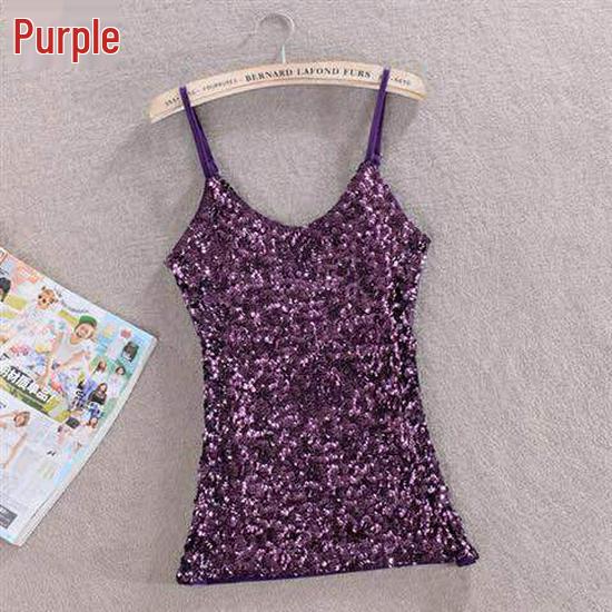 New Slimming Sequin Tank Top Camisole - Women's Versatile Base Layer Vest