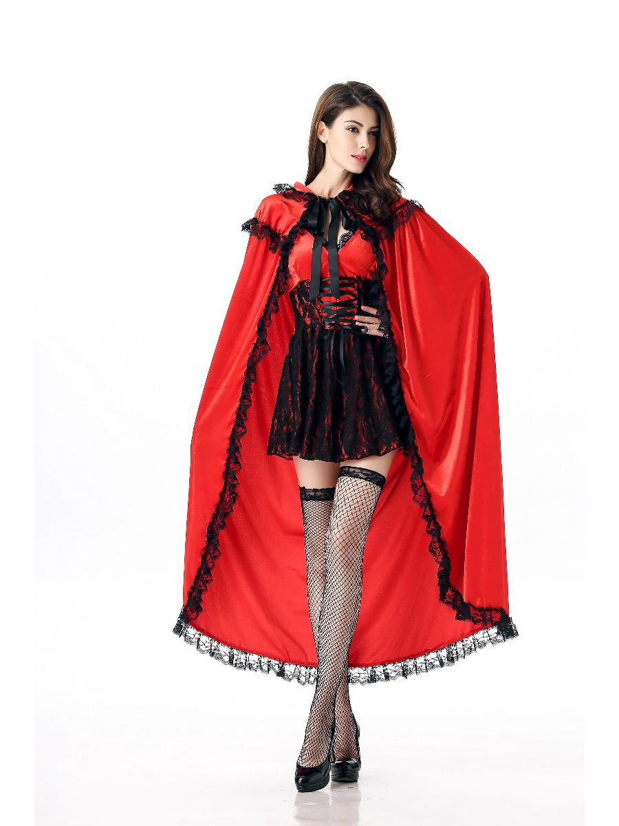 

Princess Castle Queen Little Red Riding Hood Cosplay Costume for Halloween & Christmas One Size красный