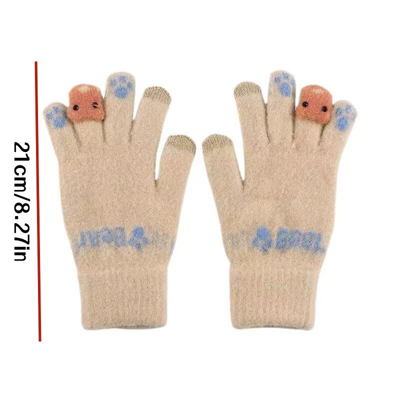 2/4Pcs (1/2 Pair) New Cute Bear Touchscreen Gloves with Fleece Lining, Thickened for Warmth, Suitable for Cycling In Winter Warm In Winter