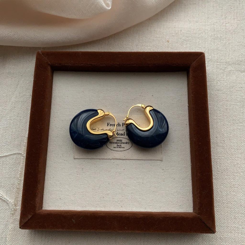 Korean Small Fresh Semi-Round Stud Earrings Temperament Versatile Earrings Candy Color Personality Advanced Sense Daily Commuter Earrings