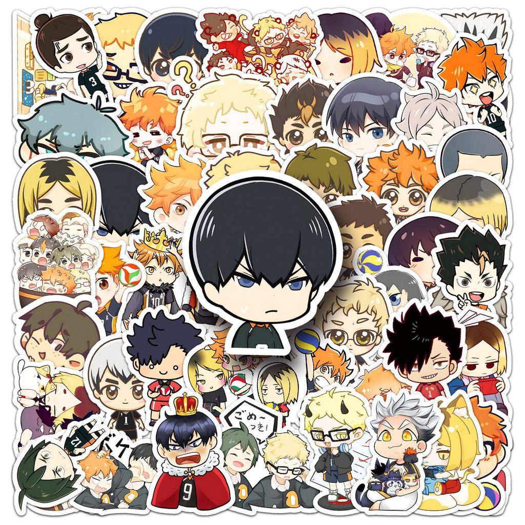 51-Piece Haikyuu!! Chibi Stickers Set: Kageyama, Notebook, Planner, Anime Manga Stationery