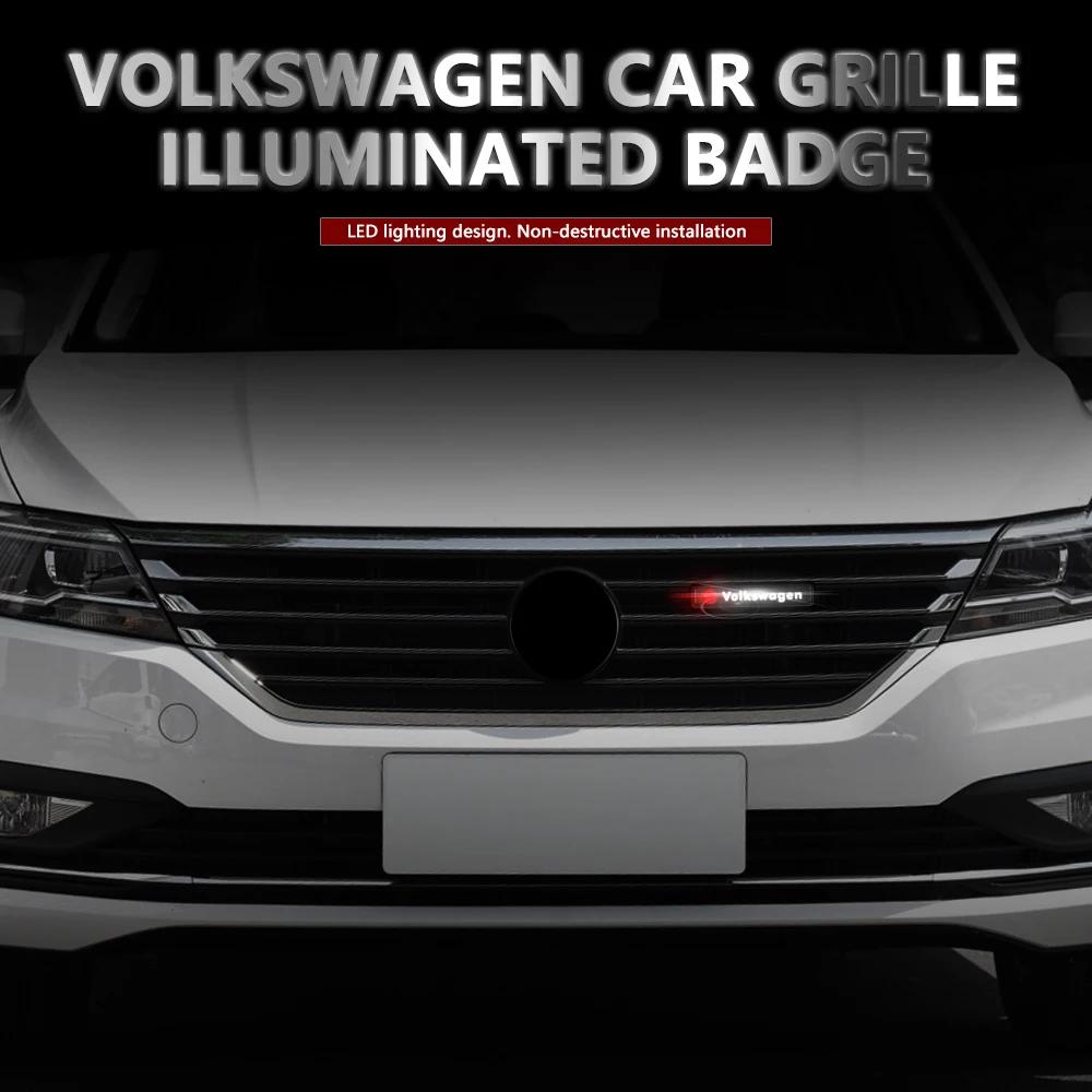 Car Front Grille Sticker Badge Head Grill Emblem LED Light Emblem For Volkswagen CC Polo Golf 4 5 6 7 MK7 MK5 MK4 MK6 Transporter