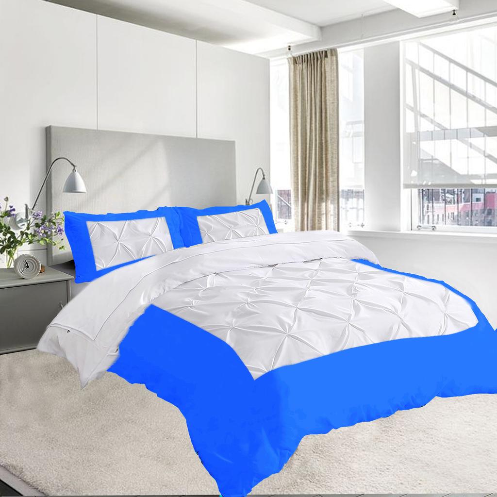 Dual Tone 600TC 3PC Duvet Cover Set 100% Egyptian Cotton - Dual Design, Multi Sizes & Colors (1 Duvet Cover & 2 Pillow Shams)