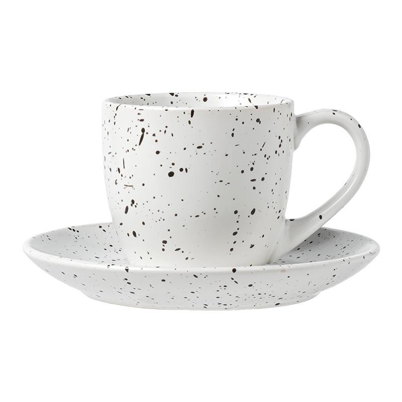 Creative Retro Ceramic Cup Sesame Glaze Cup Saucer Set Afternoon Tea Coffee Cup Saucer Home Breakfast Milk Cup Teacup
