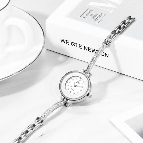 Women's Watch, Bracelet/Bangle, Rhinestone, Analog Display, Waterproof, Popular, Cute, Simple, Stylish, Alloy Quartz Movement, Silver, Birthday, Anniv