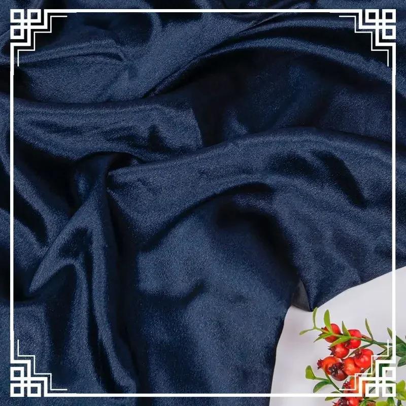 Verdickter glänzender Kristall-Satin-Stoff Schwer pro Meter für Kleidung Kleid Hanfu Dekoration DIY Nähstoff Uni Knitterarm Blau