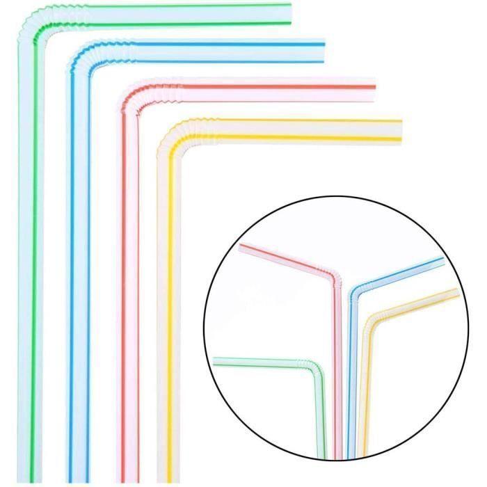 Pailles - Flexibles - Jetables - Multicolores - 21 cm (1000 pcs)
