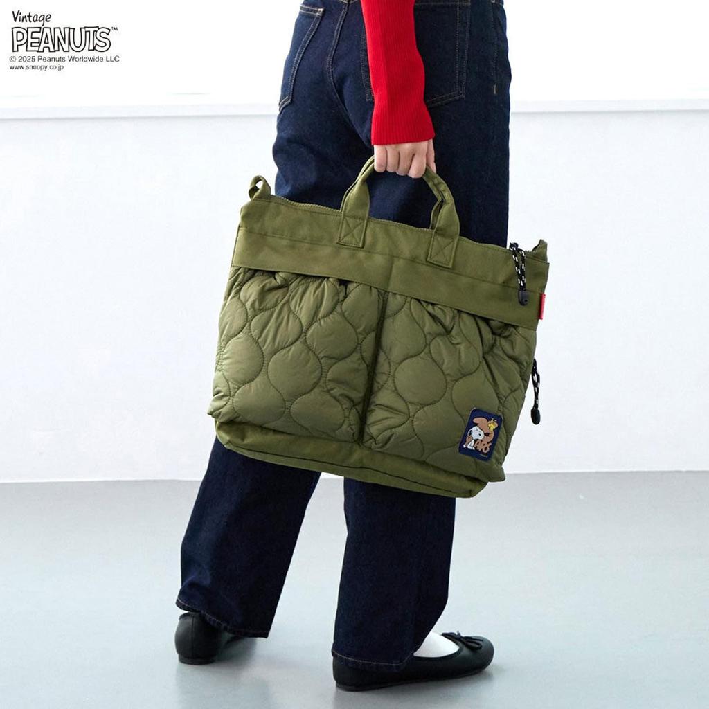 Snoopy A4 Wide 2-Way Shoulder Bag Black PEANUTS 75th Anniversary ROOTOTE SNOOPY