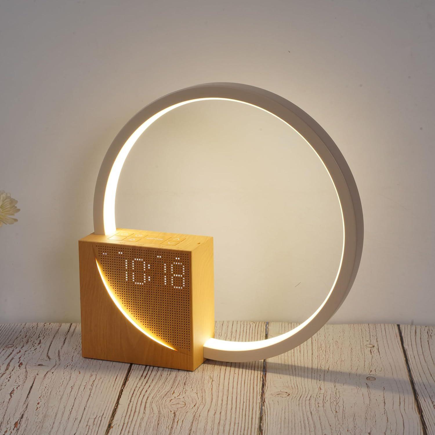 

AJ300 Sunrise Alarm Clock White Noise Table Lamp Touch Dimmable Wake-Up Light,EU Plug A