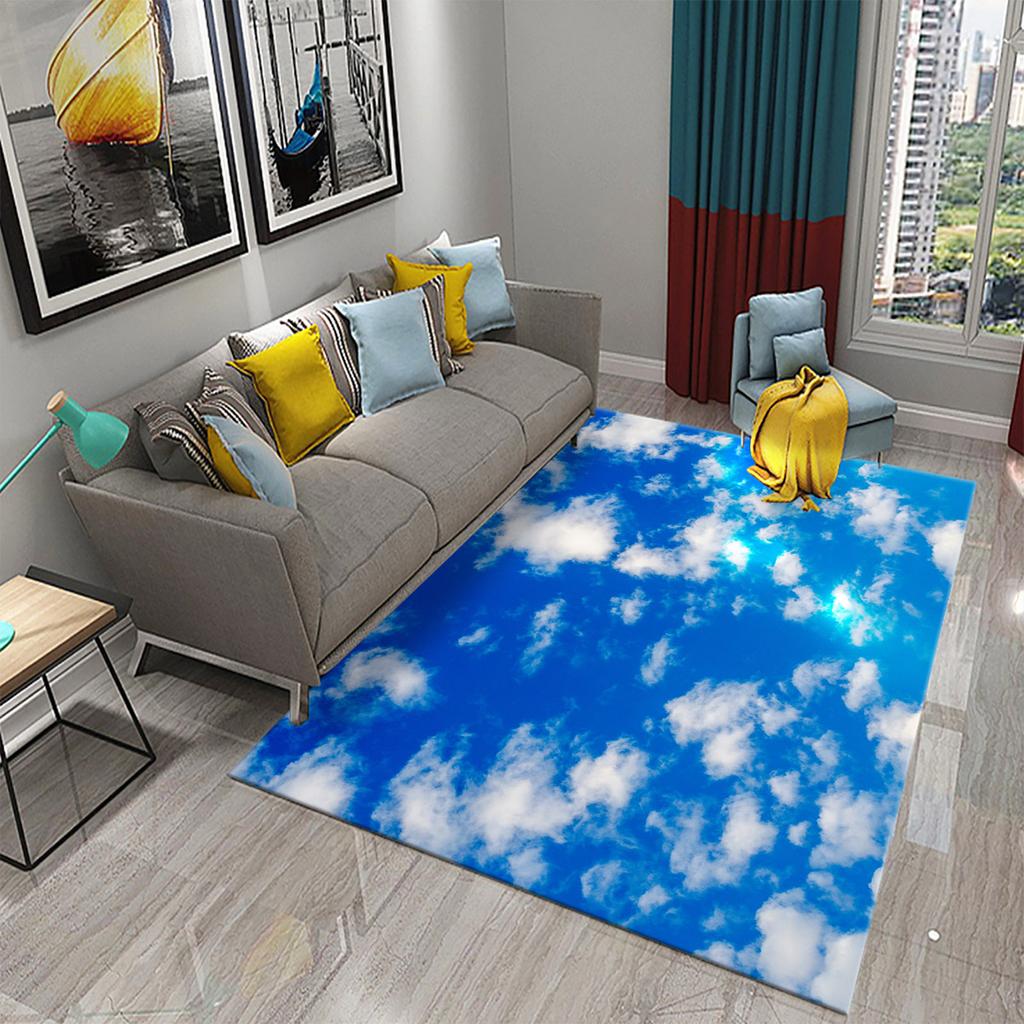 Cloud Carpet Blue Sky White Clouds Rainbow Rugs Doormat Anti Slip Floor Carpet Bathroom Kitchen Rugs Bathroom Living Room Decor