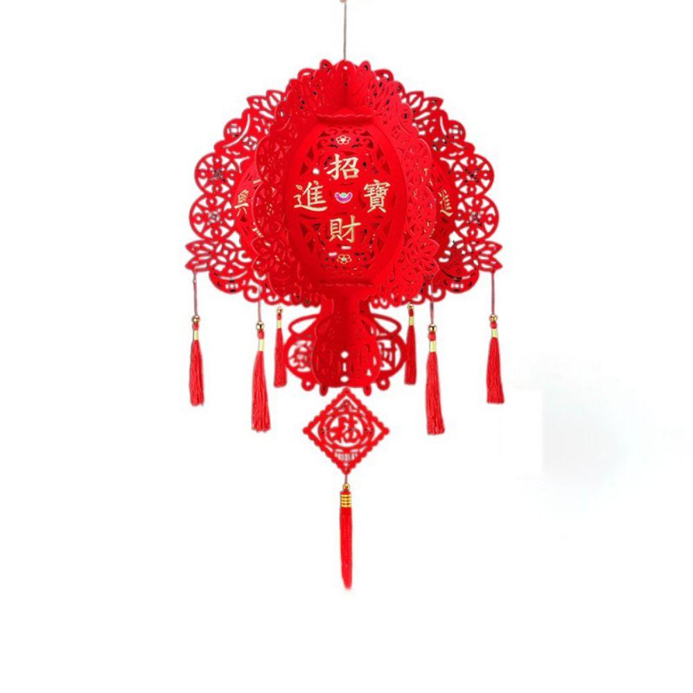 Lint/Gold Foil Spring Festival Red Lantern 3D Spring Festival Hanging Pendant  Party