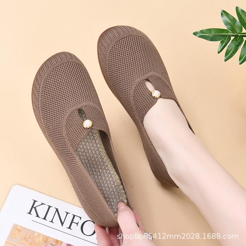 Womens Comfortable Slip-On Flat Shoes Breathable Mesh Low-Heel Casual