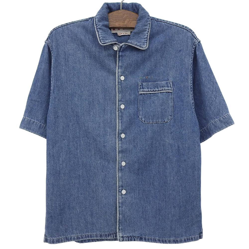 MARNI Excellent condition indigo denim bowling shirt, 100% cotton, men's, blue, size 44, CUJU0017IS USCV22 tops 44 blueUsed