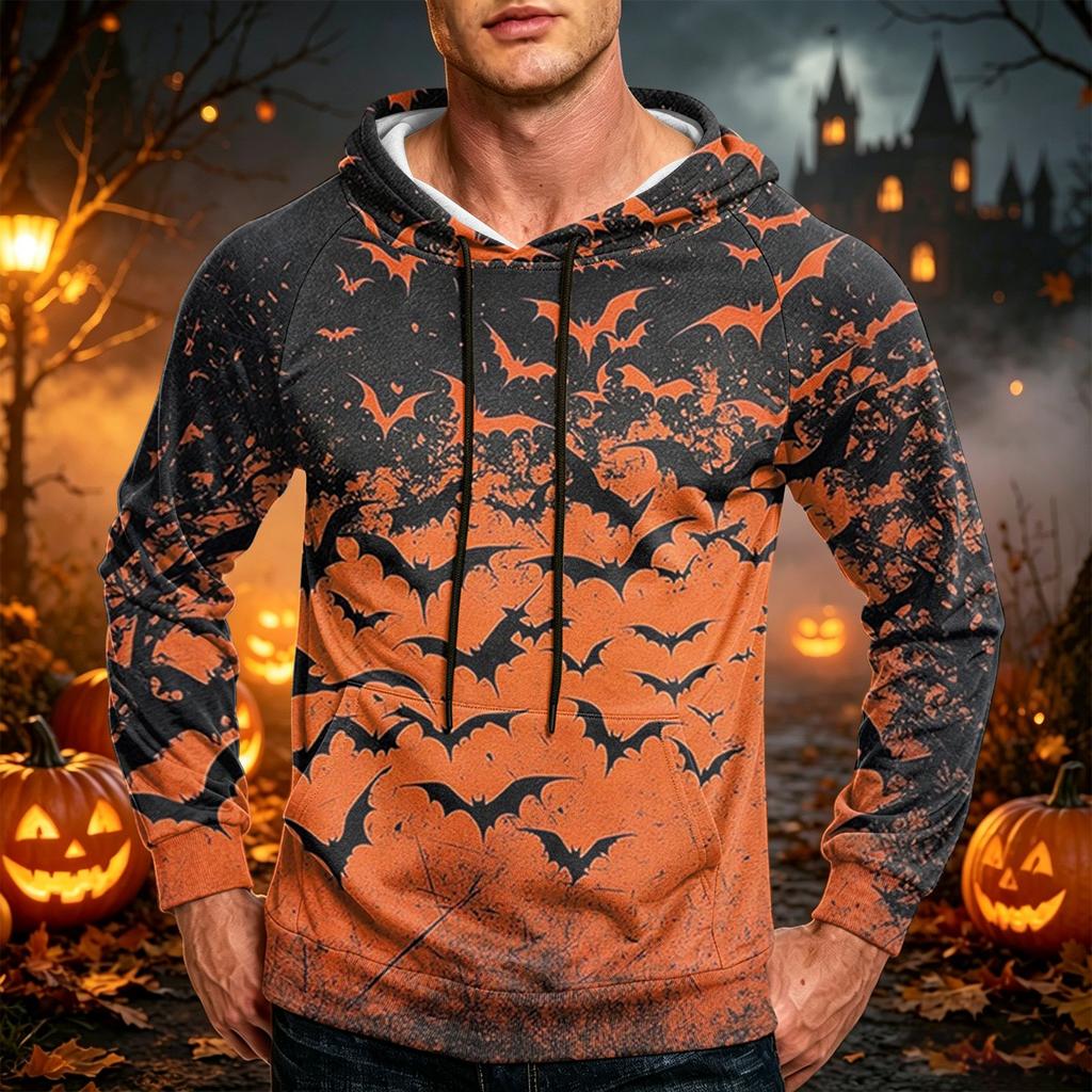 Men's Casual Loose Fit Hoodie with Pocket Drawstring Printed Design for Everyday Wear