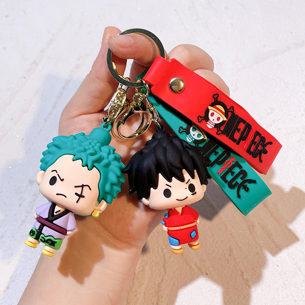 1/6 Piece One Piece Wano Country Q Edition 3D Silicone Keychain Set Luffy Joe Barcelona Bauthorpe Anime Character Bag Pendant