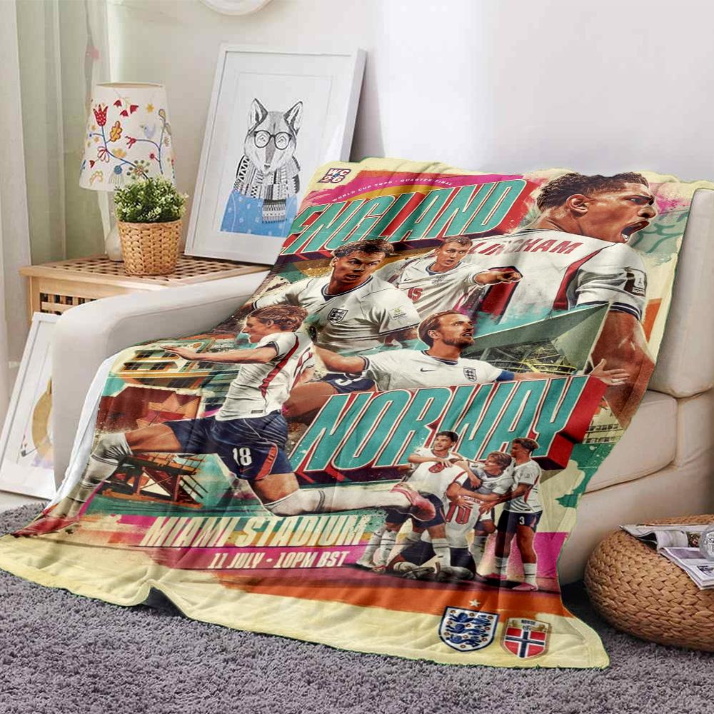England Vs Norway Football Match Poster Print Fleece Blanket Soft Warm Throw Blanket Sofa Couch Bed Home Decor For Soccer Fans