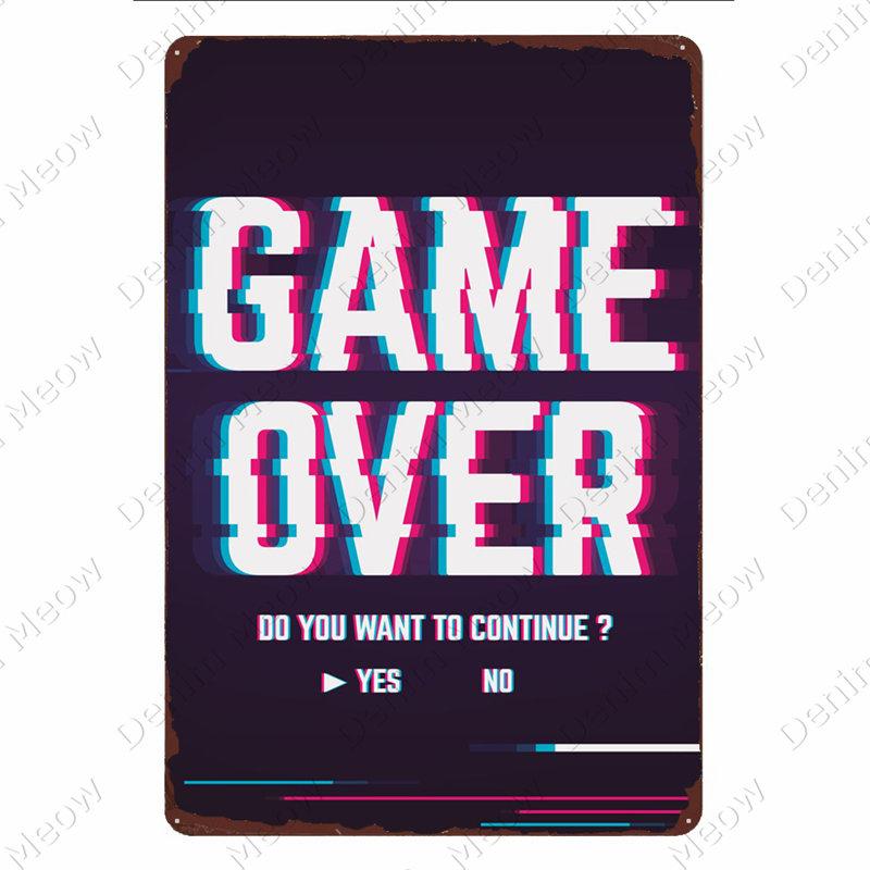 Avertisment Angry Gamer Vintage Tin Sign Gaming Repeat Poster Club Home Decor Dormitor Eat Sleep Game Autocolante amuzante de perete Placă N379