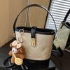 Retro Casual Texture Bucket Bag Messenger Bag 2025 Summer New Trendy Fashion Foreign Style Simple Portable Small Bag