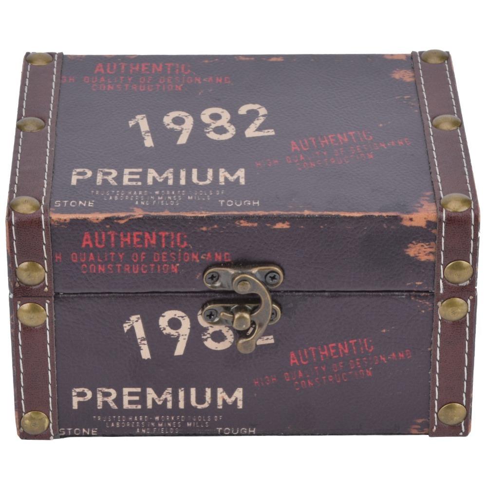 Desktop Size Wooden Storage Box Retro Decorative Storage Box Treasure Chest Box For Photo Prop