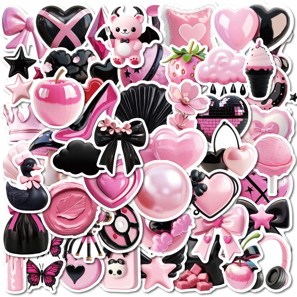 50 Creative Three-Dimensional Black Powder Style Cool Graffiti Stickers Children Reward Decorative Stickers