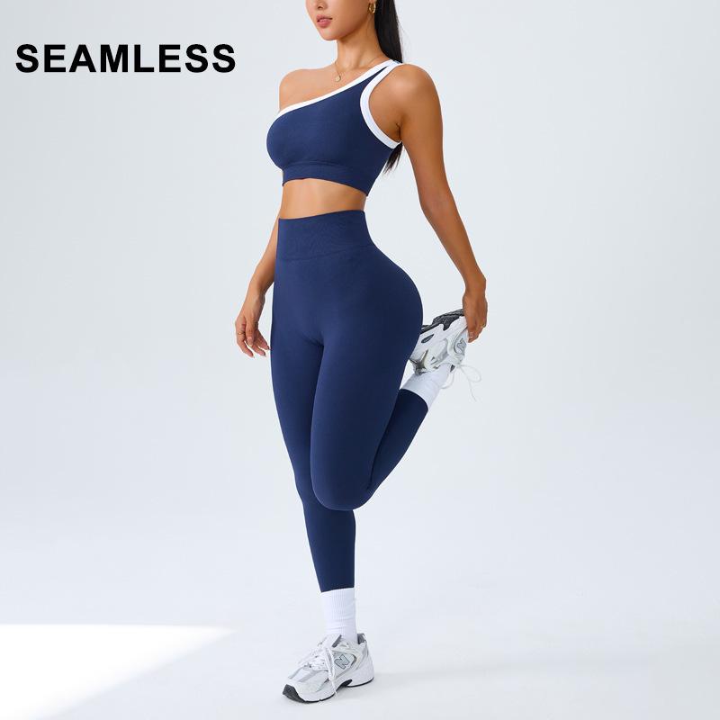 Conjunto de Yoga Europeu de Ombro Único: Sutiã Esportivo Estiloso e Conjunto Fitness para Pilates para Atividades ao Ar Livre
